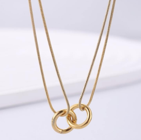 Circles Of Love Serpentine Gold Necklace - Picture 1 of 2